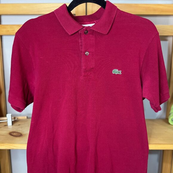 Lacoste Classic Fit Polo Shirt | Maroon Red | Size Small (US) - Picture 3 of 5